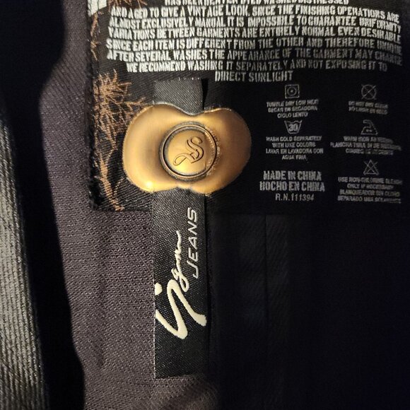 SYN Jeans Waxed Denim Jacket Black Mid Length Blazer Biker Buttons Mens 2XL NEW - Picture 13 of 16